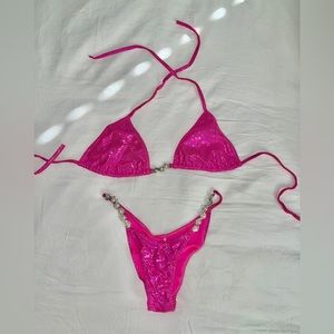 Shimmery Neon Pink Competition Bikini
